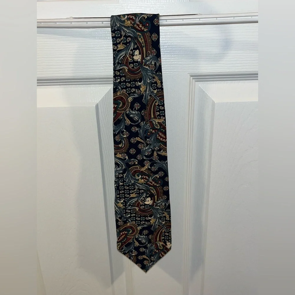 Vintage 90’s Disney Paisley Tie with Blue and Red Accents